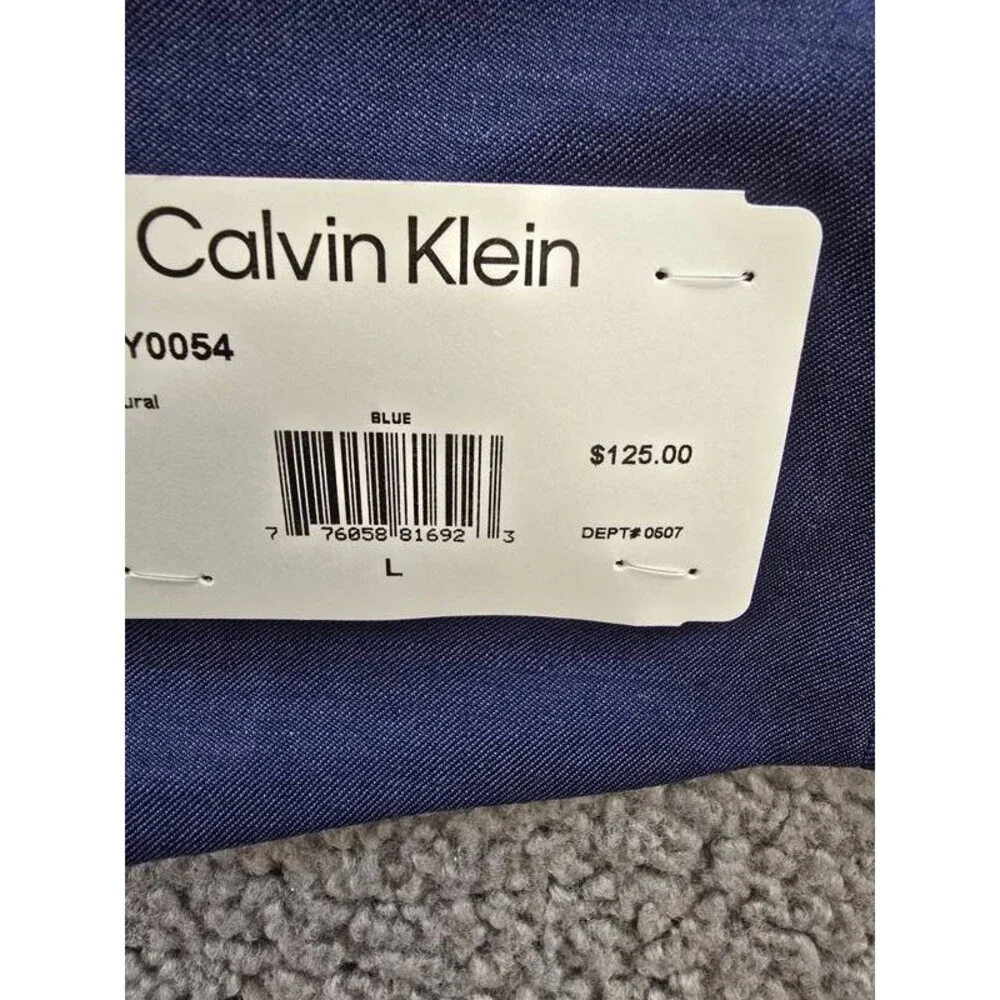 Calvin Klein Slim-Fit Wool Infinite Stretch Suit Vest Men's L Blue Button Front
